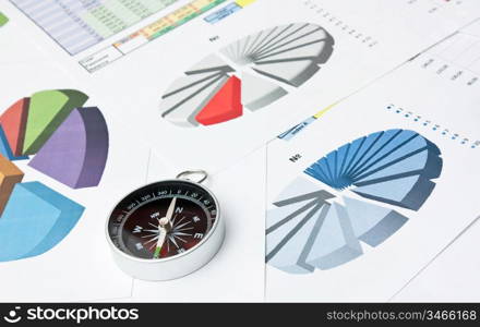 compass on paper work with diagram