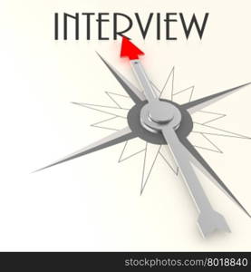 Compass with interview word image with hi-res rendered artwork that could be used for any graphic design.. Care compass