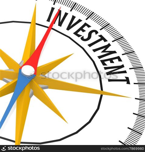 Compass with investment word