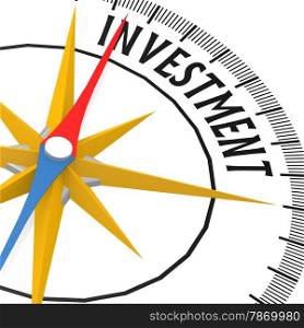 Compass with investment word