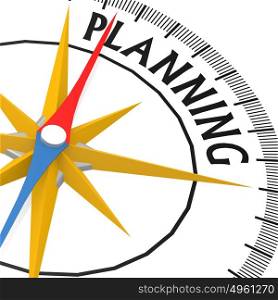 Compass with planning word