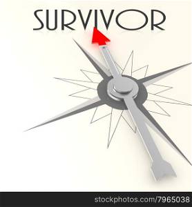 Compass with survivor word image with hi-res rendered artwork that could be used for any graphic design.. Care compass