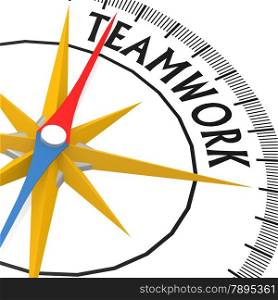 Compass with teamwork word