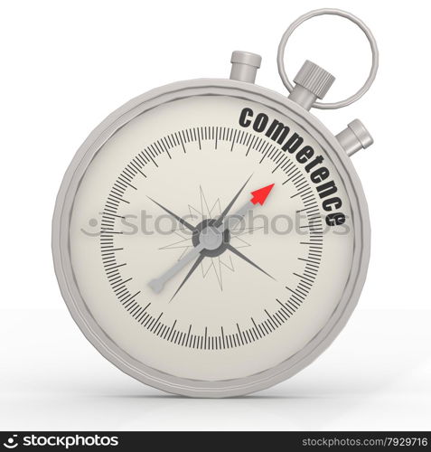 Competence word in the compass image with hi-res rendered artwork that could be used for any graphic design.. Competence word in the compass