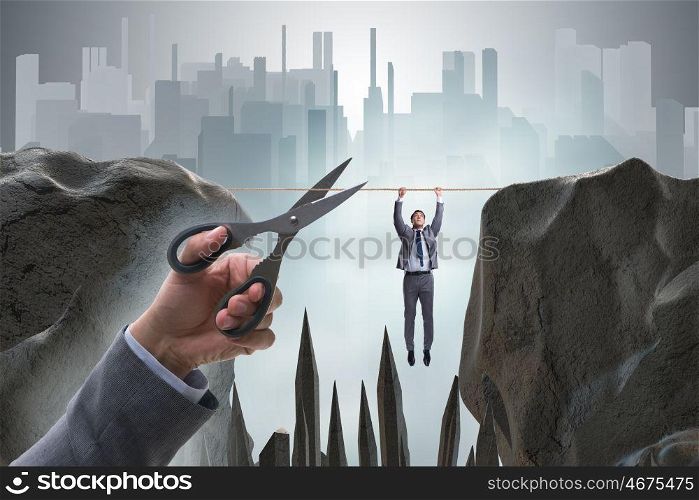 Competition concept with hanging businessman