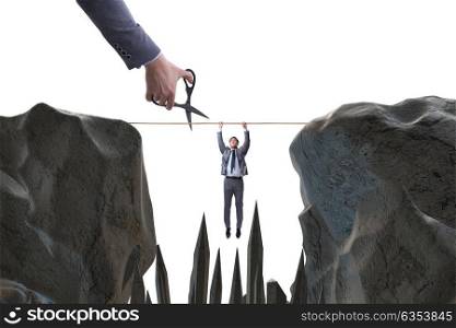 Competition concept with hanging businessman