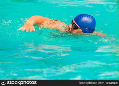 competition in competitive swimming in the pool outdoors