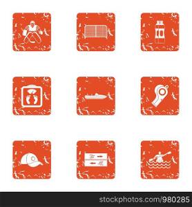 Competitive icons set. Grunge set of 9 competitive vector icons for web isolated on white background. Competitive icons set, grunge style