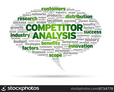 Competitor Analysis word speech bubble illustration on white background.