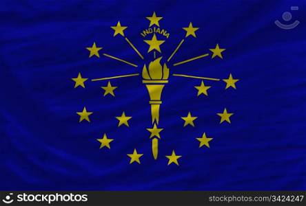 complete flag of us state of indiana covers whole frame, waved, crunched and very natural looking. It is perfect for background
