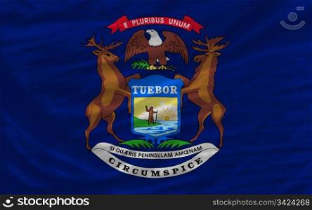 complete flag of us state of michigan covers whole frame, waved, crunched and very natural looking. It is perfect for background