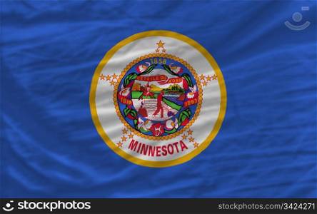 complete flag of us state of minnesota covers whole frame, waved, crunched and very natural looking. It is perfect for background