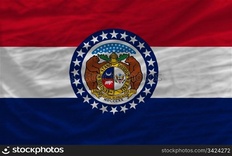 complete flag of us state of missouri covers whole frame, waved, crunched and very natural looking. It is perfect for background