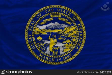 complete flag of us state of nebraska covers whole frame, waved, crunched and very natural looking. It is perfect for background