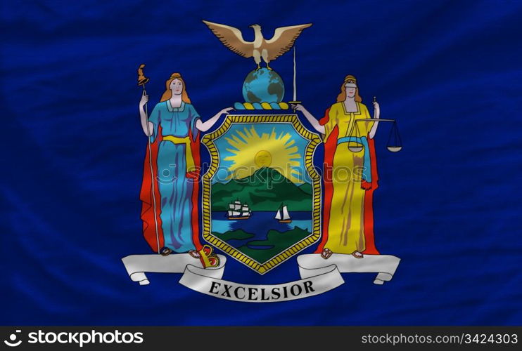 complete flag of us state of new york covers whole frame, waved, crunched and very natural looking. It is perfect for background