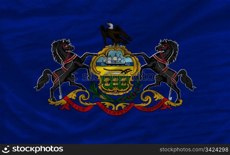 complete flag of us state of pennsylvania covers whole frame, waved, crunched and very natural looking. It is perfect for background