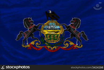 complete flag of us state of pennsylvania covers whole frame, waved, crunched and very natural looking. It is perfect for background