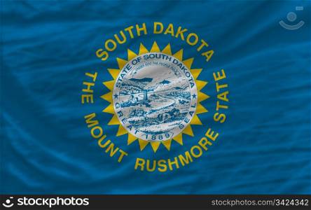 complete flag of us state of south dakota covers whole frame, waved, crunched and very natural looking. It is perfect for background