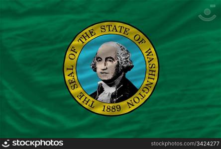 complete flag of us state of washington covers whole frame, waved, crunched and very natural looking. It is perfect for background