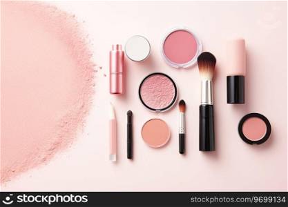 Complete Makeup Collection with Powder, Blush and Eye Shadow Ai generated