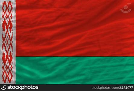 complete national flag of belarus covers whole frame, waved, crunched and very natural looking. It is perfect for background