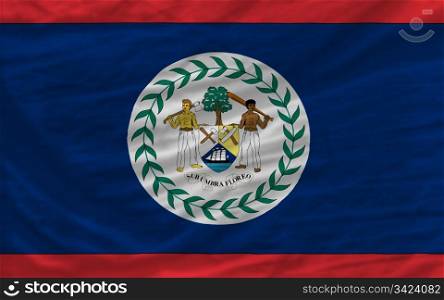 complete national flag of belize covers whole frame, waved, crunched and very natural looking. It is perfect for background