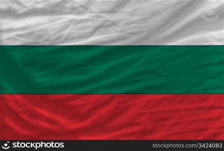 complete national flag of bulgaria covers whole frame, waved, crunched and very natural looking. It is perfect for background
