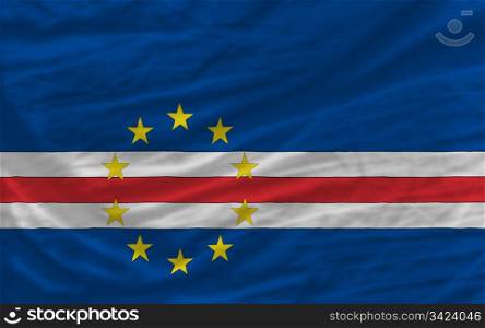 complete national flag of cape verde covers whole frame, waved, crunched and very natural looking. It is perfect for background