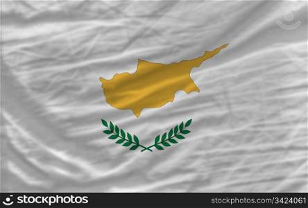 complete national flag of cyprus covers whole frame, waved, crunched and very natural looking. It is perfect for background
