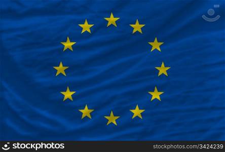 complete national flag of europe covers whole frame, waved, crunched and very natural looking. It is perfect for background