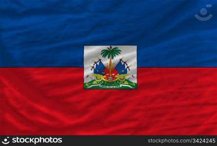 complete national flag of haiti covers whole frame, waved, crunched and very natural looking. It is perfect for background