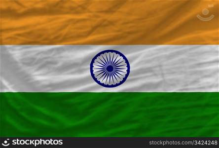 complete national flag of india covers whole frame, waved, crunched and very natural looking. It is perfect for background