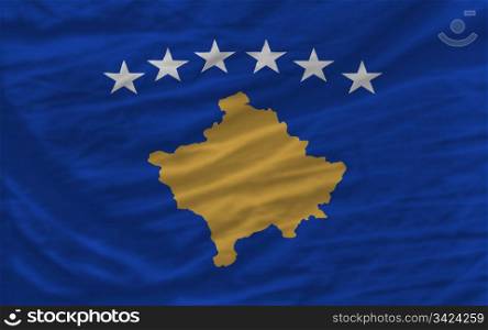 complete national flag of kosovo covers whole frame, waved, crunched and very natural looking. It is perfect for background