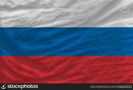 complete national flag of russia covers whole frame, waved, crunched and very natural looking. It is perfect for background