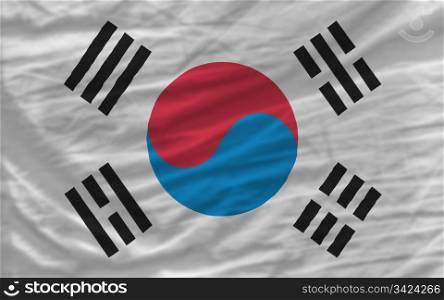 complete national flag of south korea covers whole frame, waved, crunched and very natural looking. It is perfect for background