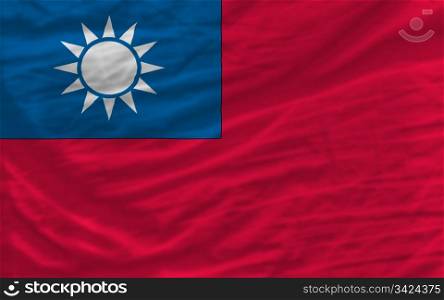 complete national flag of taiwan covers whole frame, waved, crunched and very natural looking. It is perfect for background