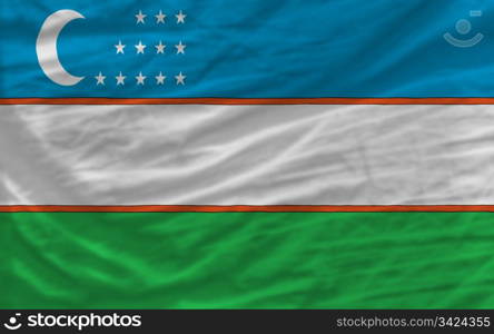 complete national flag of uzbekistan covers whole frame, waved, crunched and very natural looking. It is perfect for background