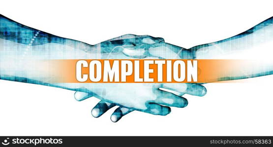 Completion Concept with Businessmen Handshake on White Background. Completion