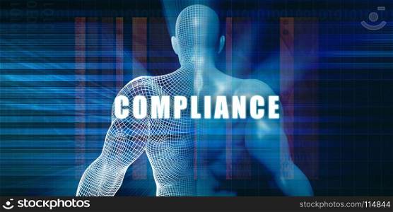 Compliance as a Futuristic Concept Abstract Background. Compliance