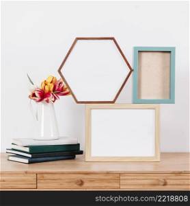 composed frames flowers table