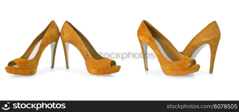 Composite photo of woman shoes isolated on white