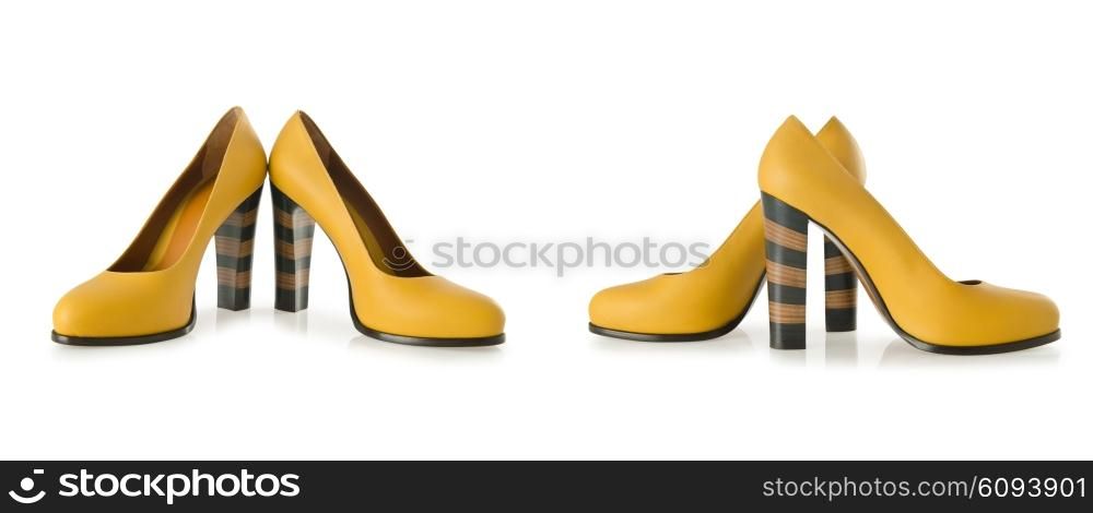Composite photo of woman shoes isolated on white