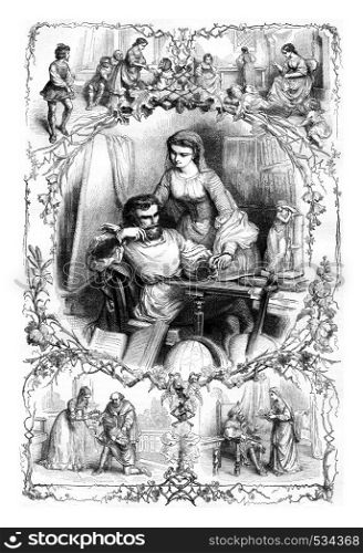 Composition and drawing of Staal, vintage engraved illustration. Magasin Pittoresque 1855.