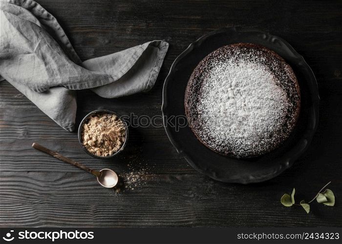 composition delicious chocolate cake 2