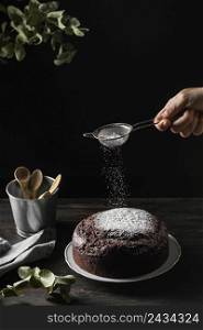 composition delicious chocolate cake 3