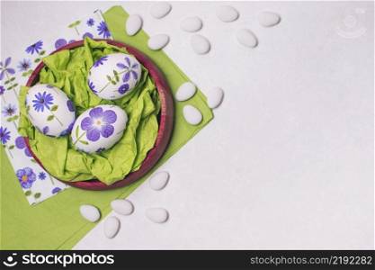 composition easter eggs ornamented tray