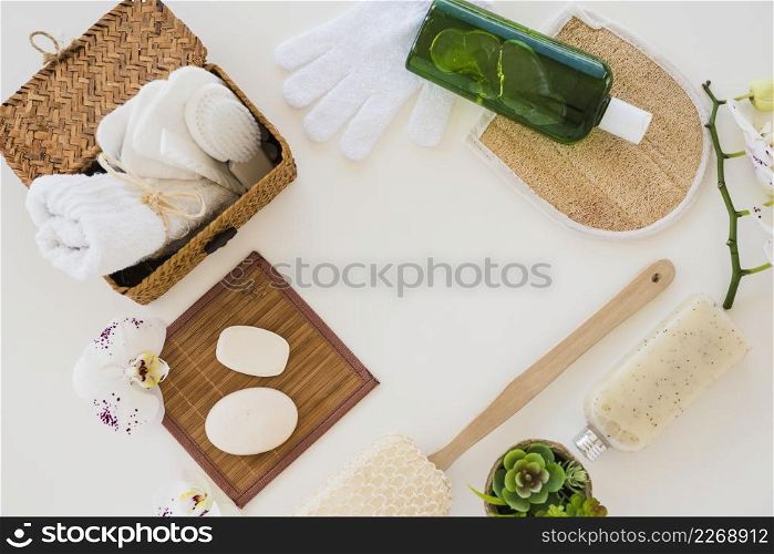 composition hygienic items white background