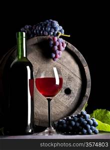 composition of blue grape and red wine