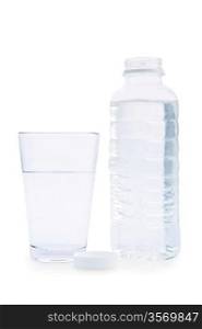 composition of bottle and glass with water