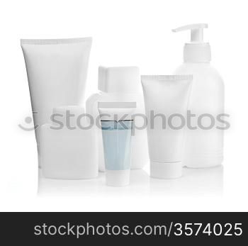 composition of bottles and tubes for care